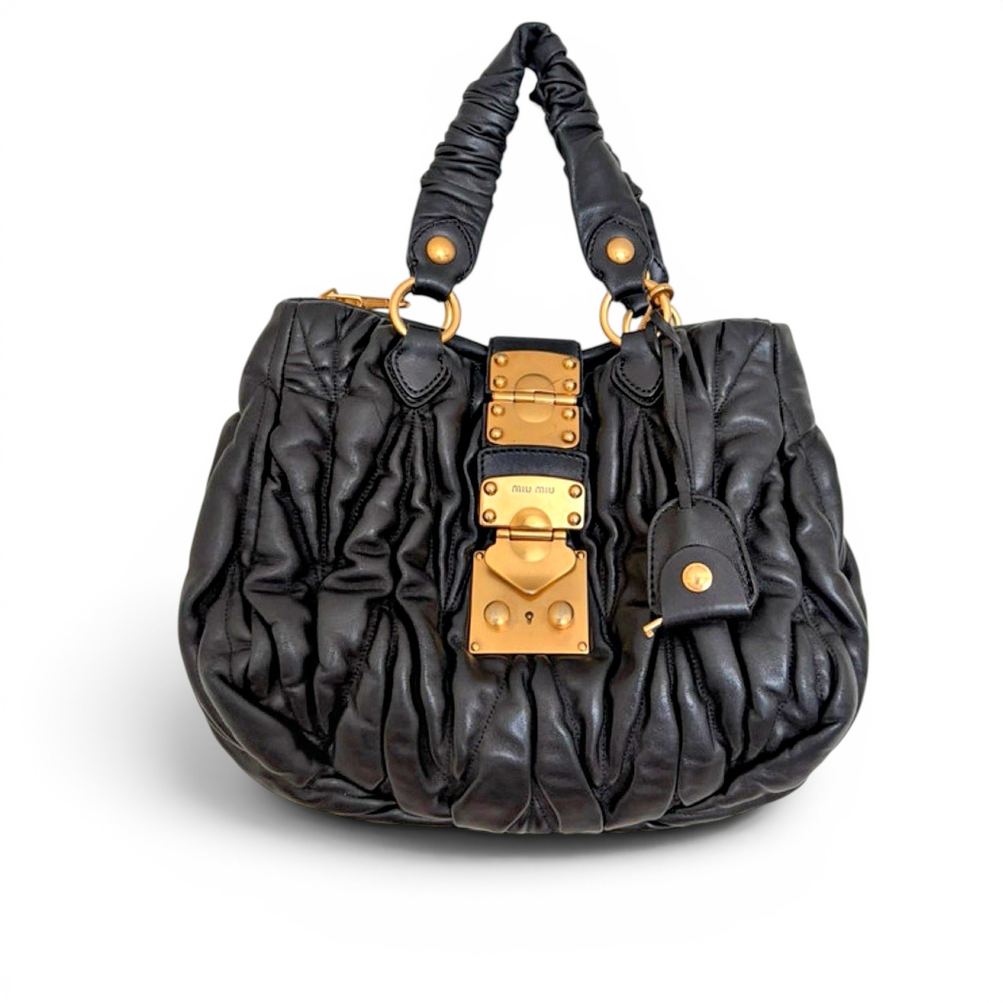 Coffer leather handbag