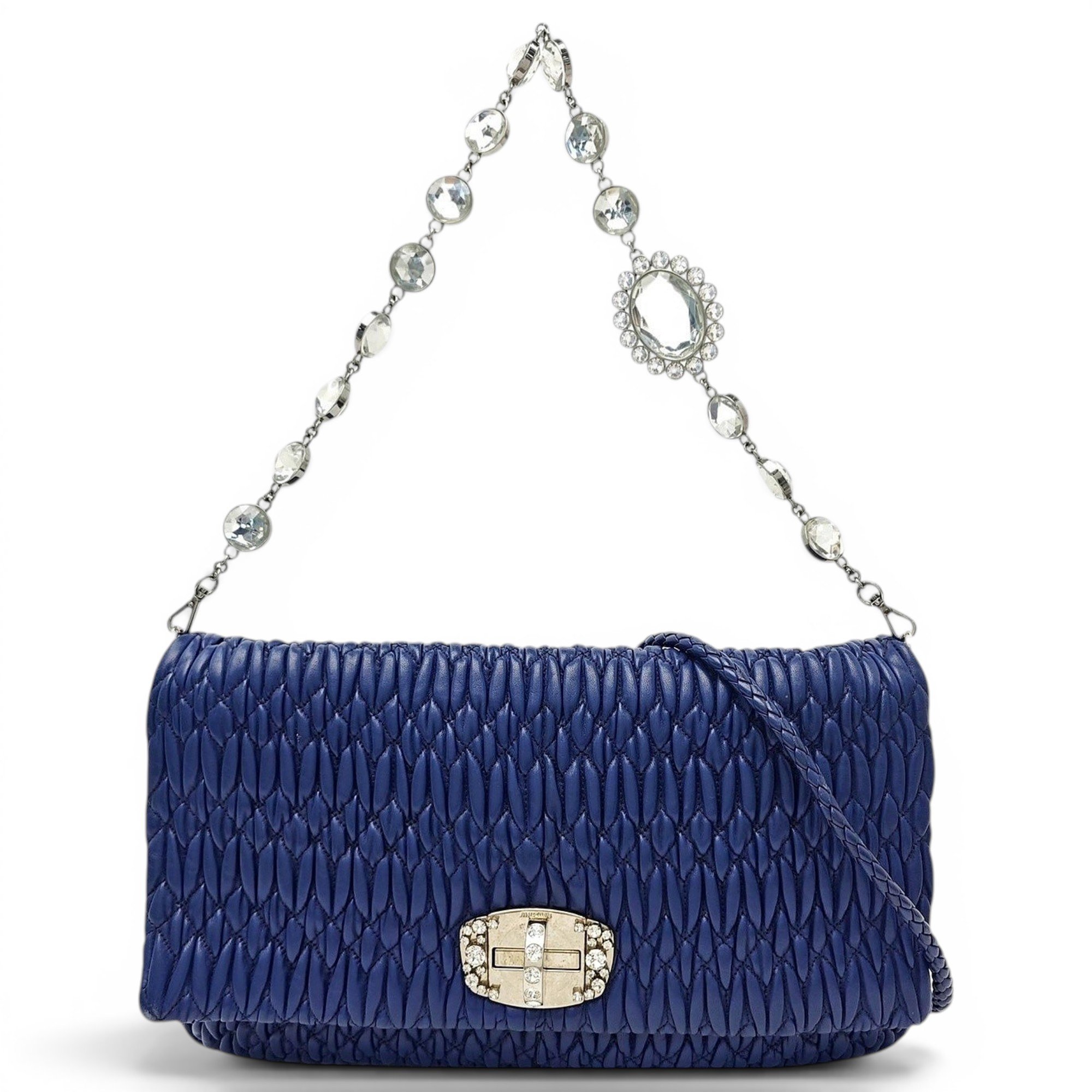 Miu Crystal leather handbag