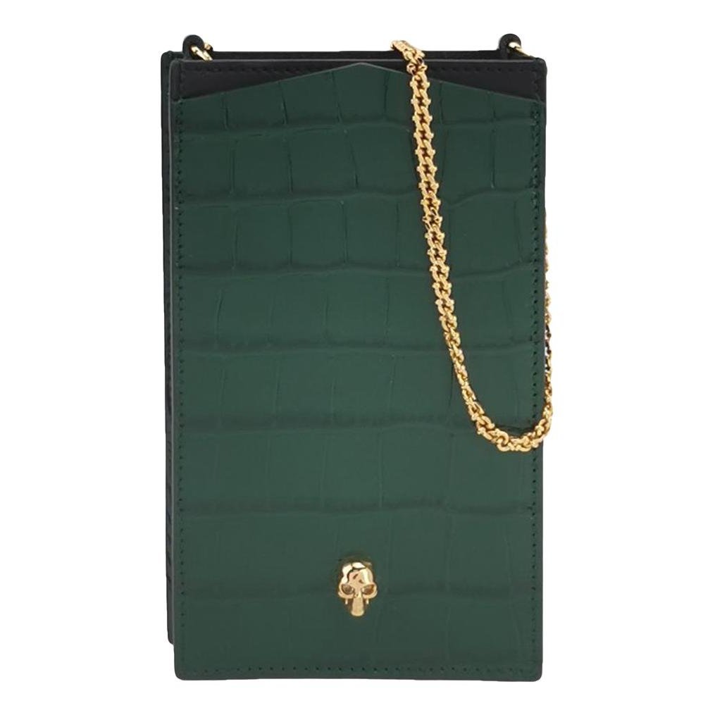 Skull leather crossbody bag
