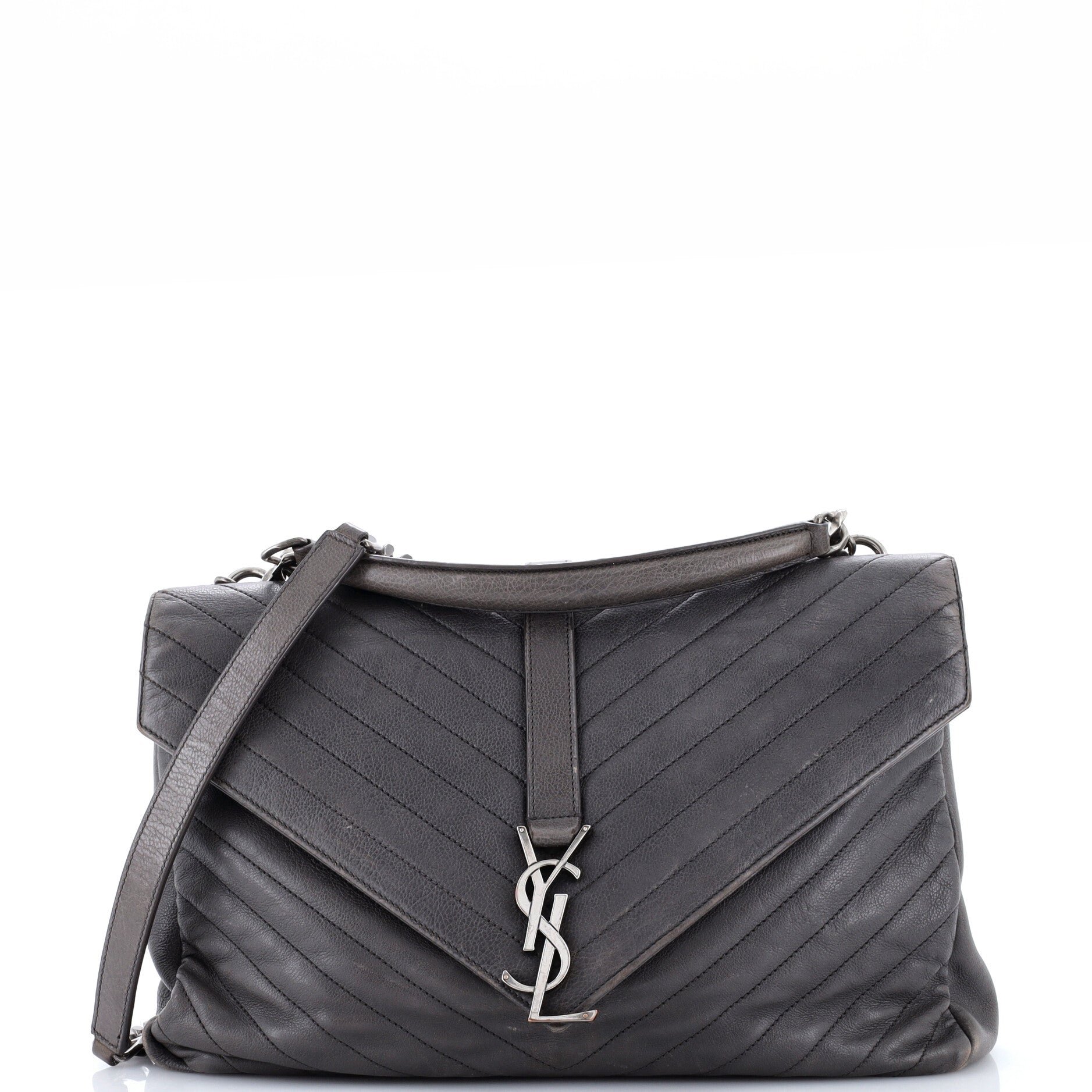 Classic Monogram College Bag Matelasse Chevron Leather Large