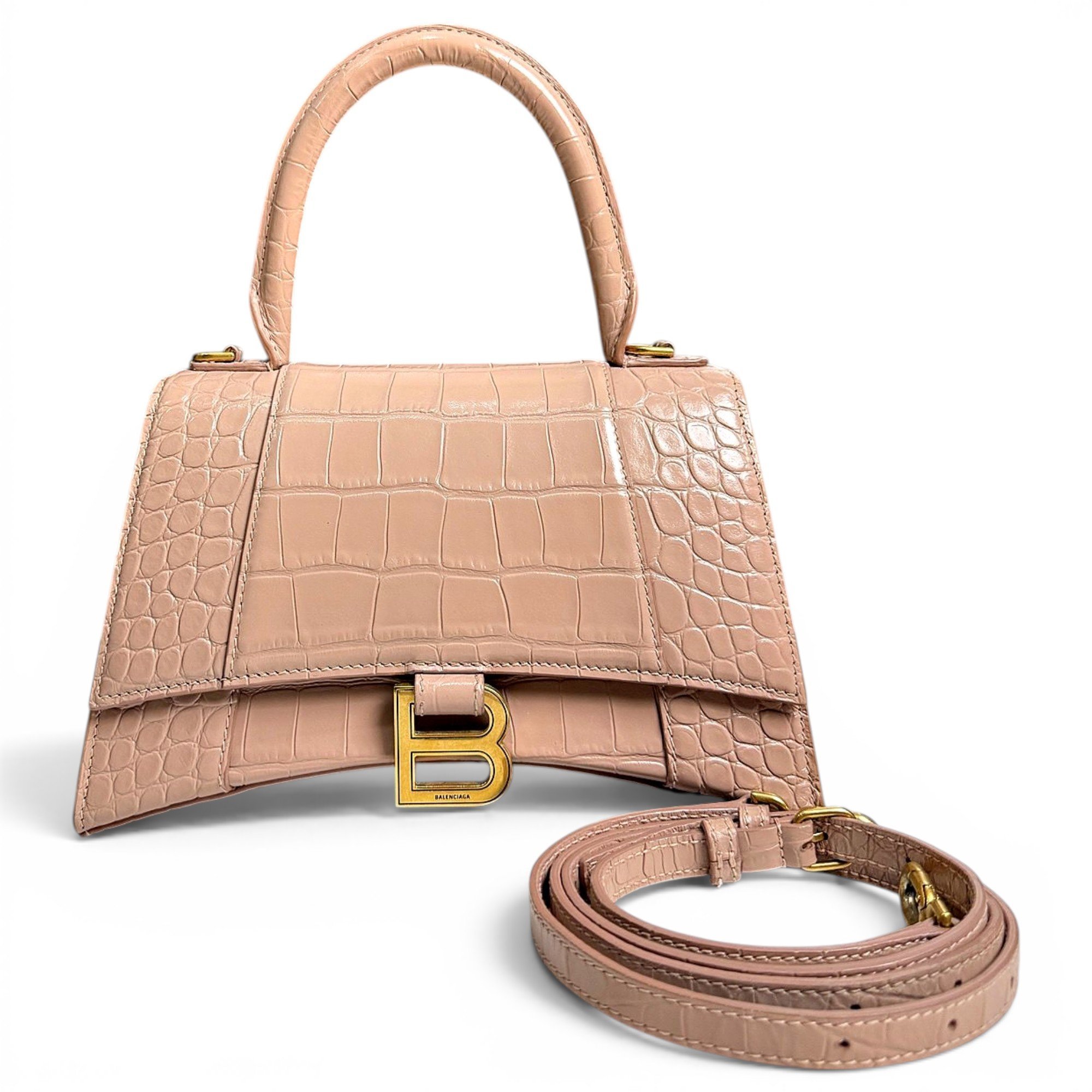 Hourglass leather handbag