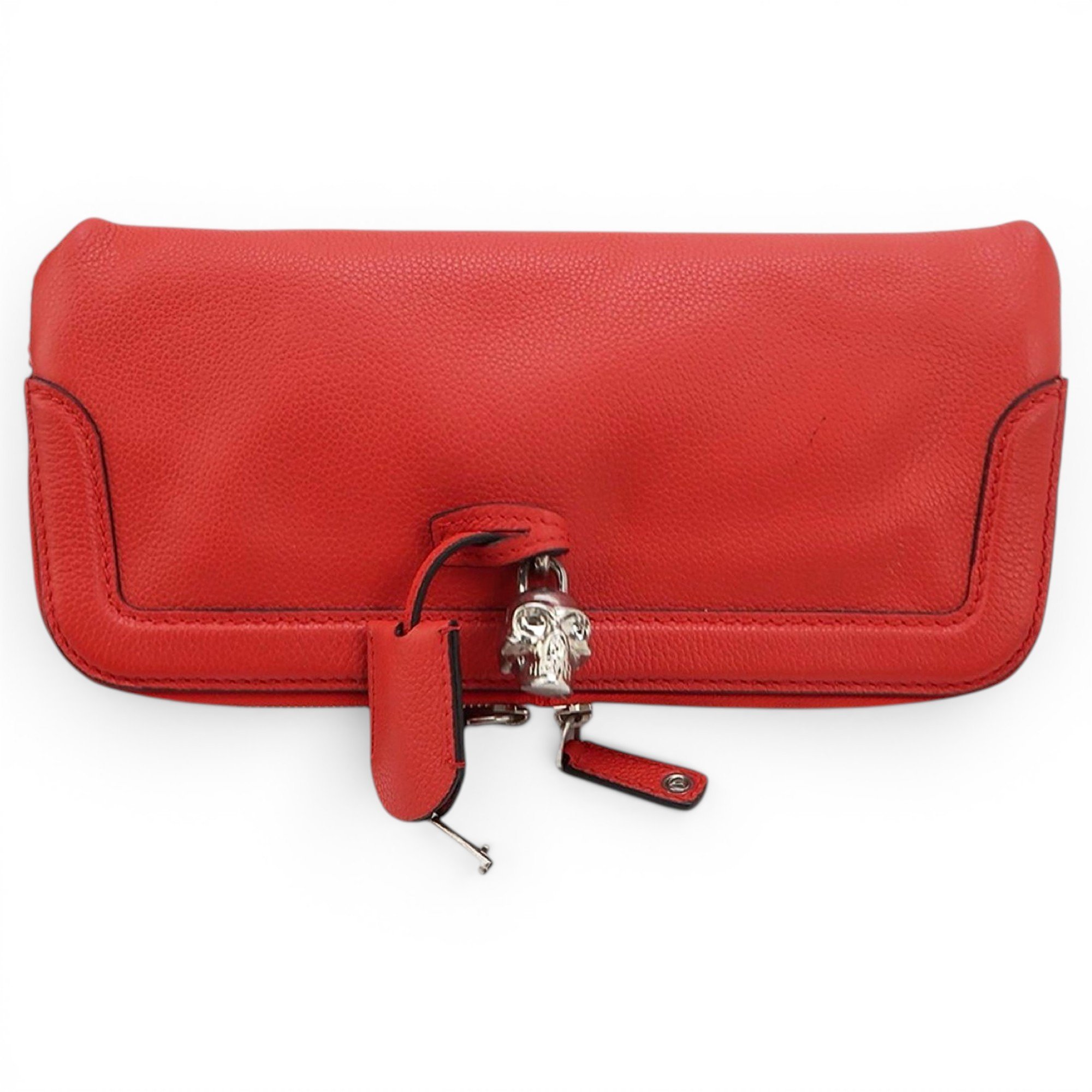 Skull leather clutch bag