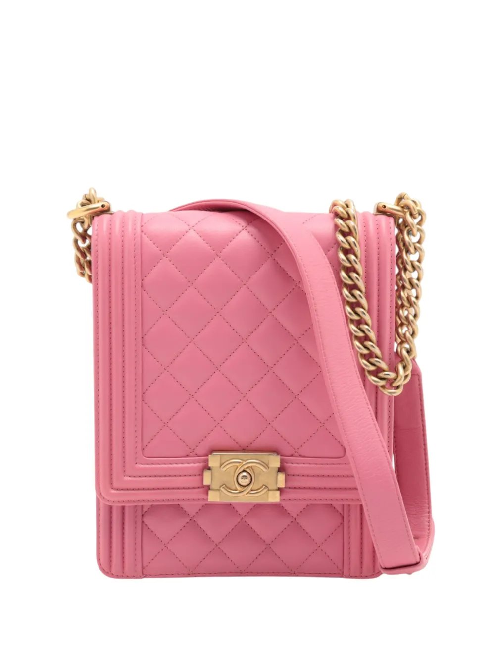 2019 Quilted Lambskin North South Boy Flap crossbody bag