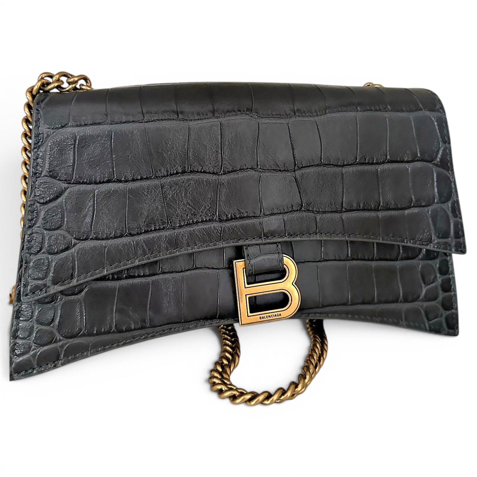 Hourglass leather crossbody bag