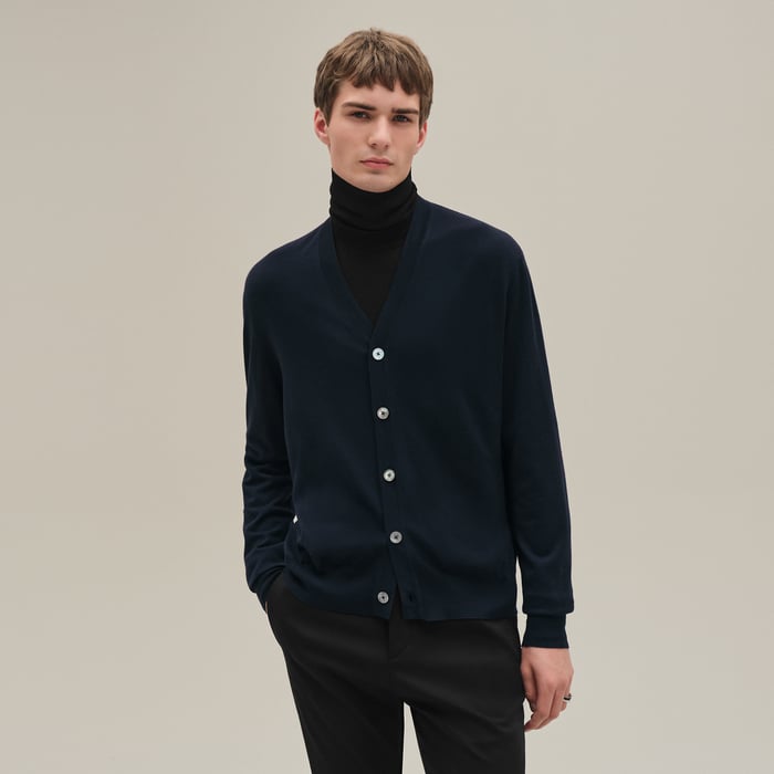 Marine "Detail H" Buttoned Cardigan