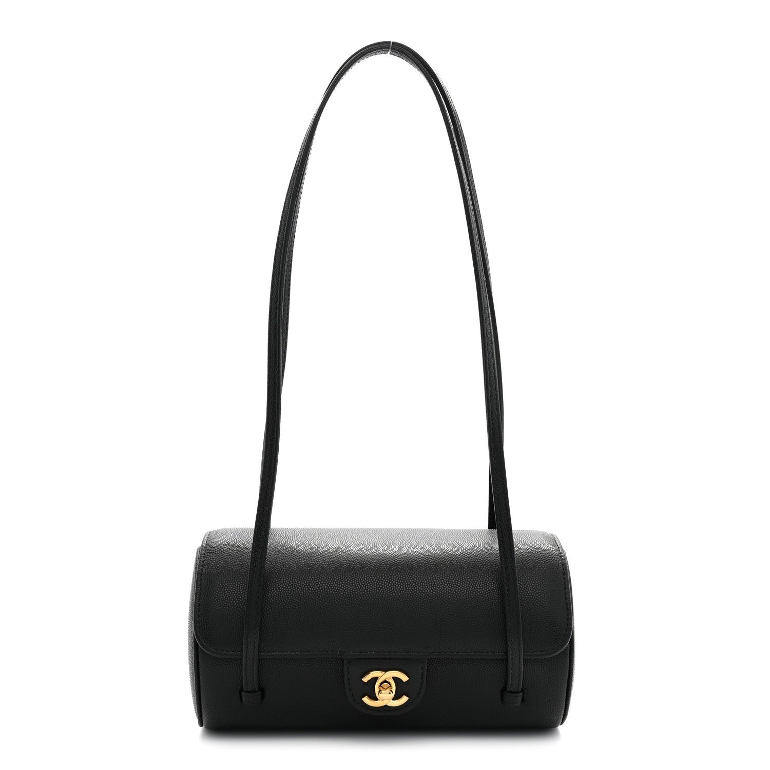 Chanel Shiny Caviar Preppy Coco Small Bowling Bag Black