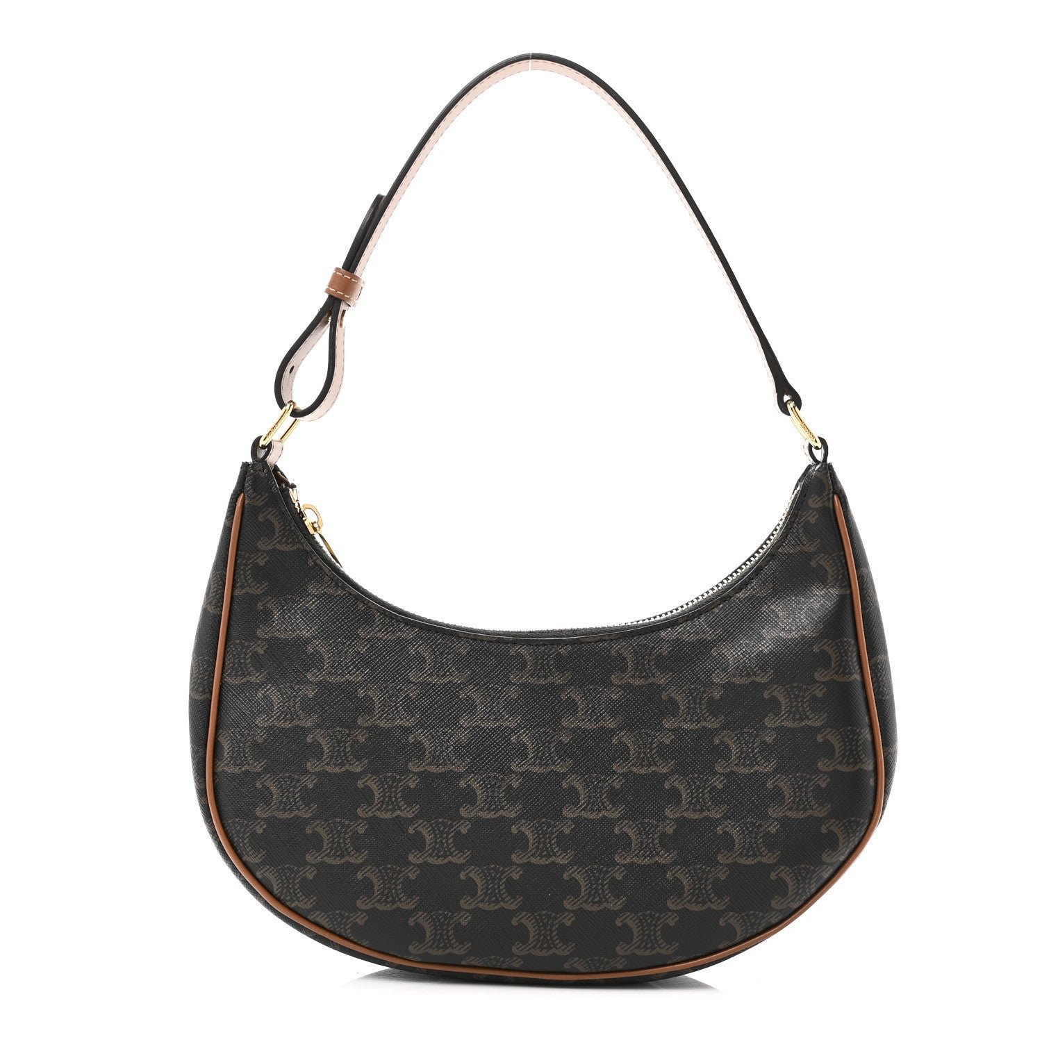 Celine Triomphe Canvas Calfskin Ava Shoulder Bag Tan