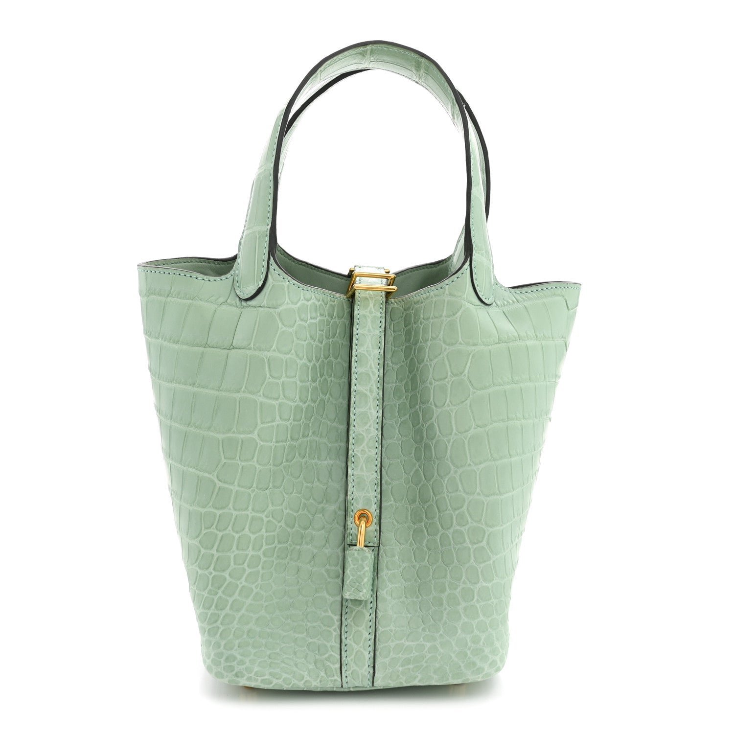 Hermes Matte Alligator Picotin Lock 18 Vert D Eau Vert D'Eau