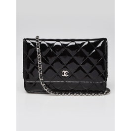 Chanel Black Quilted Patent Leather Classic WOC Clutch Bag