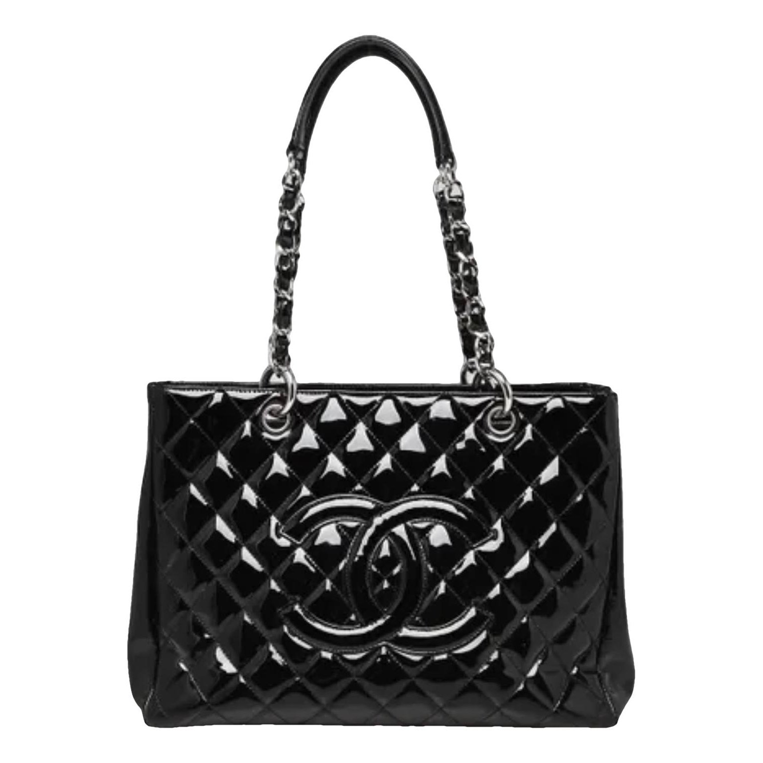 Grand shopping patent leather tote