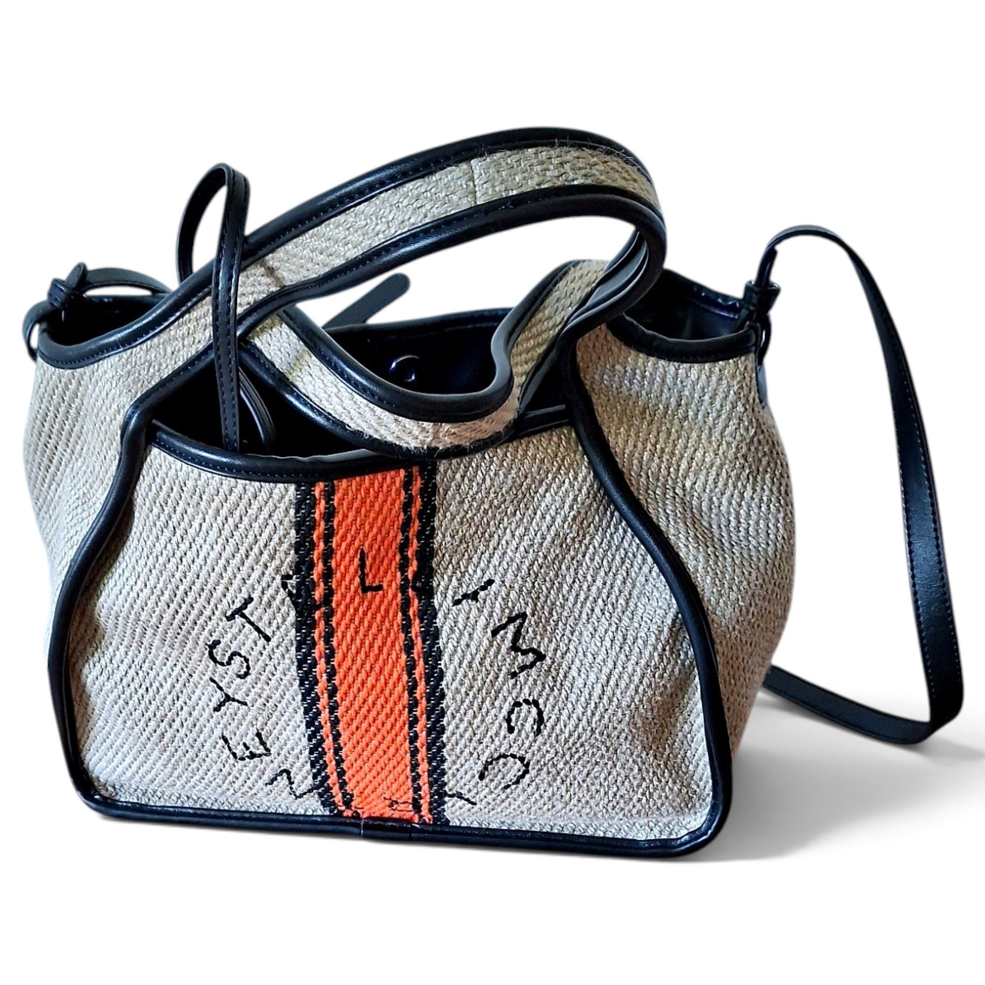 Logo linen crossbody bag