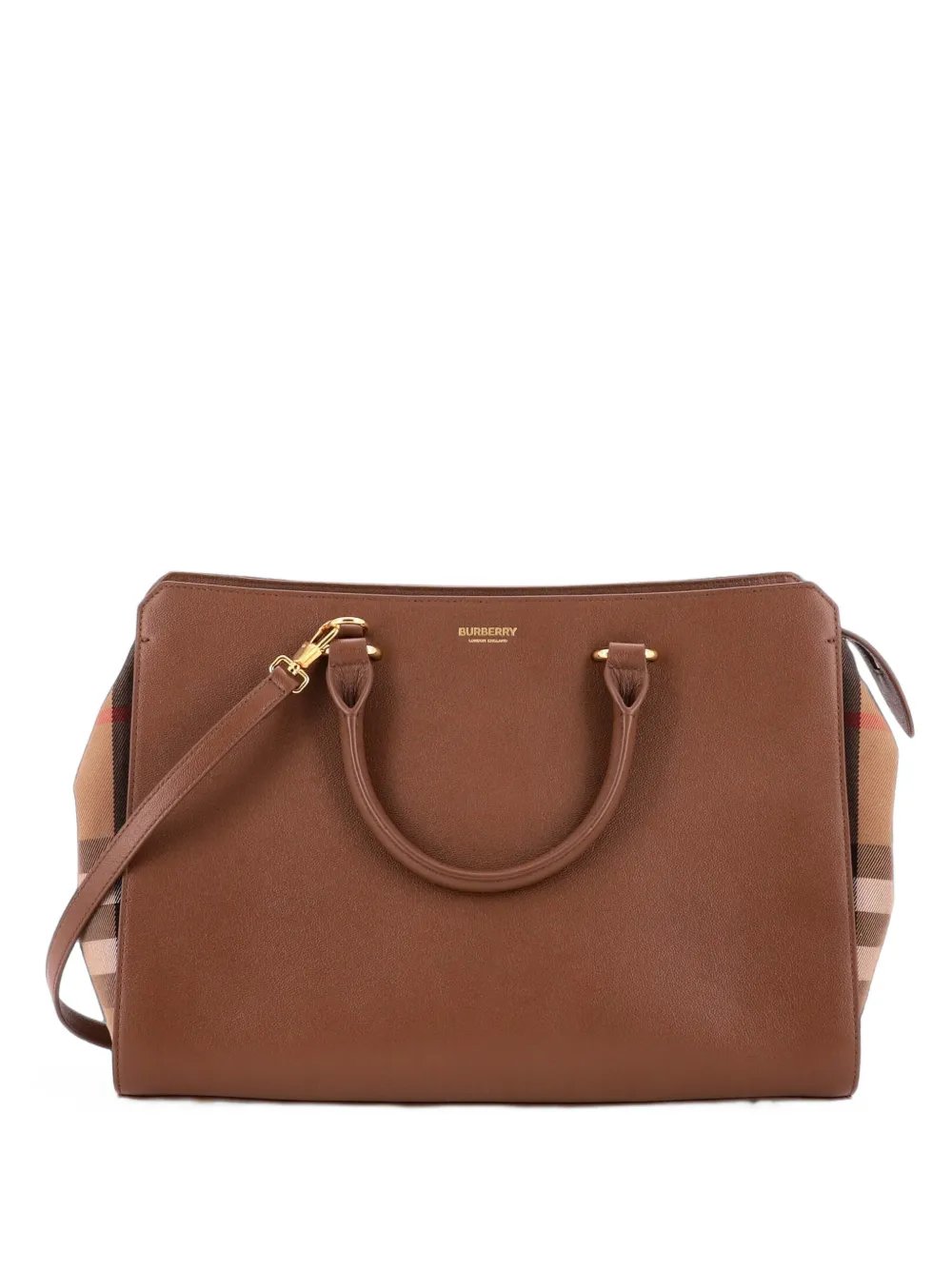 Banwell Leather and House Check Canvas Small tote bag