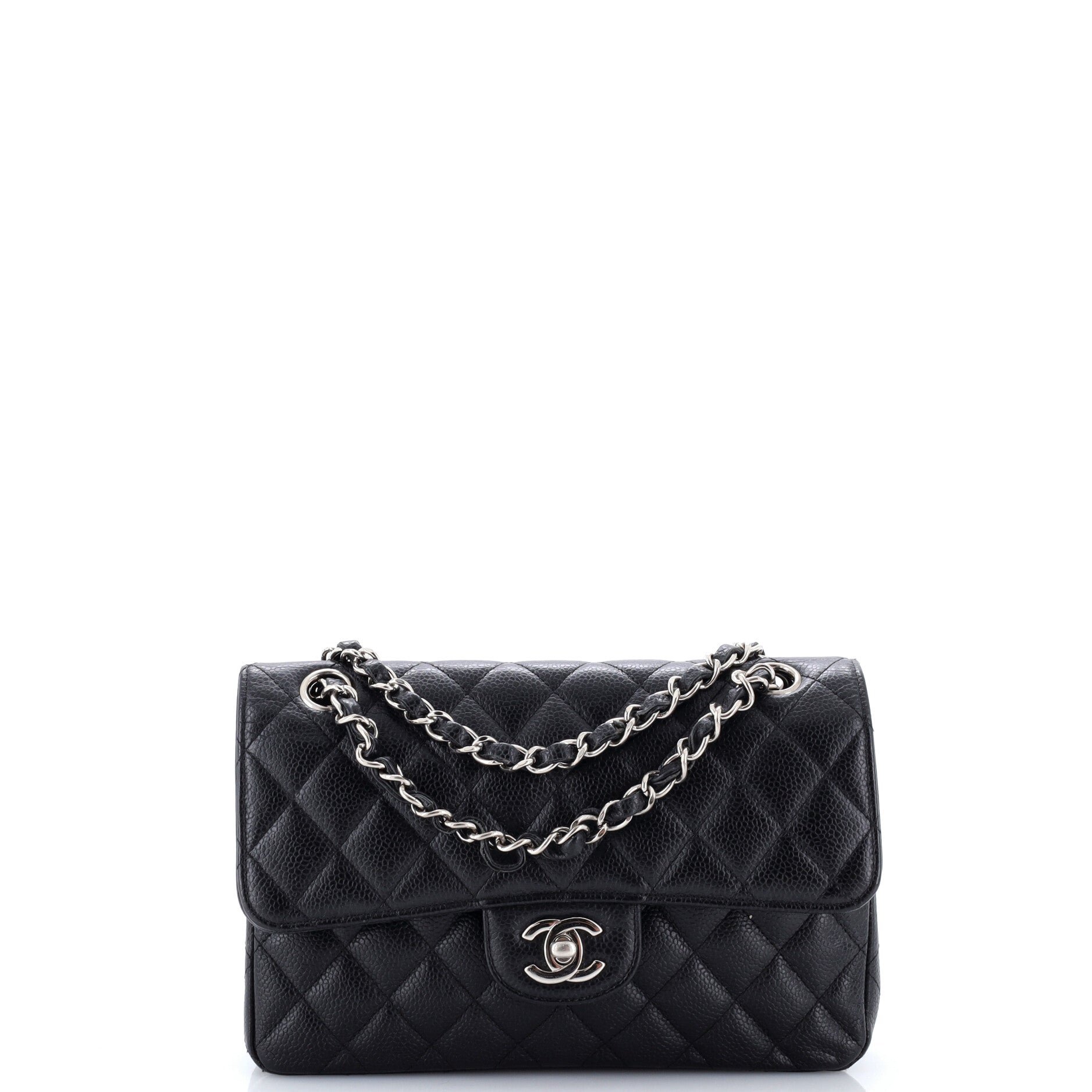 Classic Double Flap Bag Quilted Caviar Small