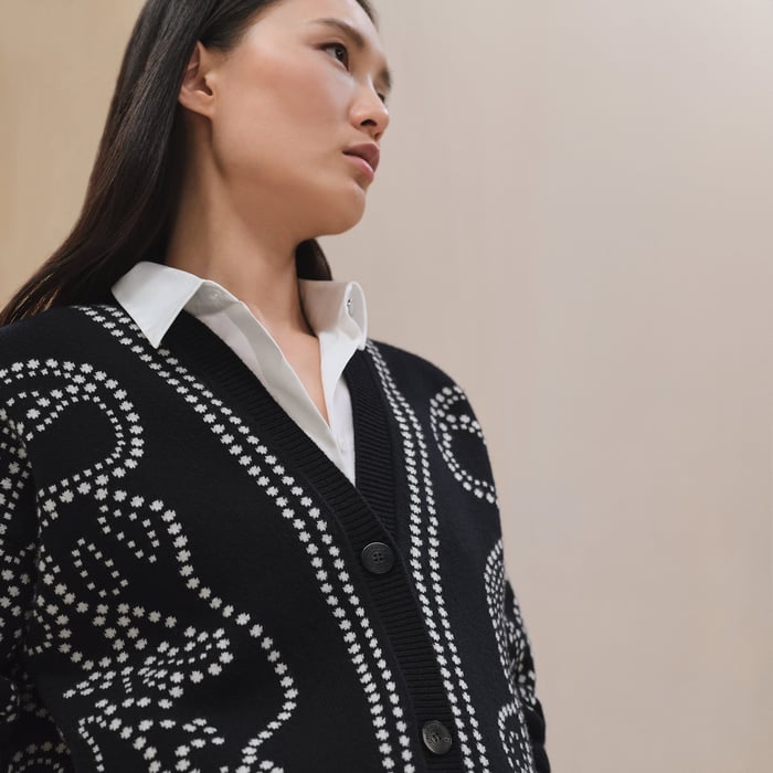 Bleu Noir Embroidered Long-sleeve Cardigan