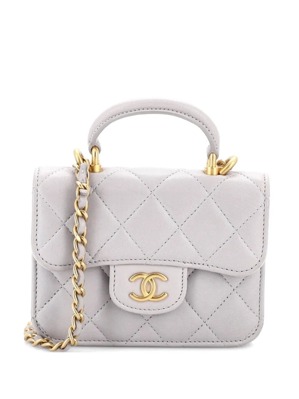 Top Handle Flap Coin Purse with Chain Quilted Lambskin crossbody bag