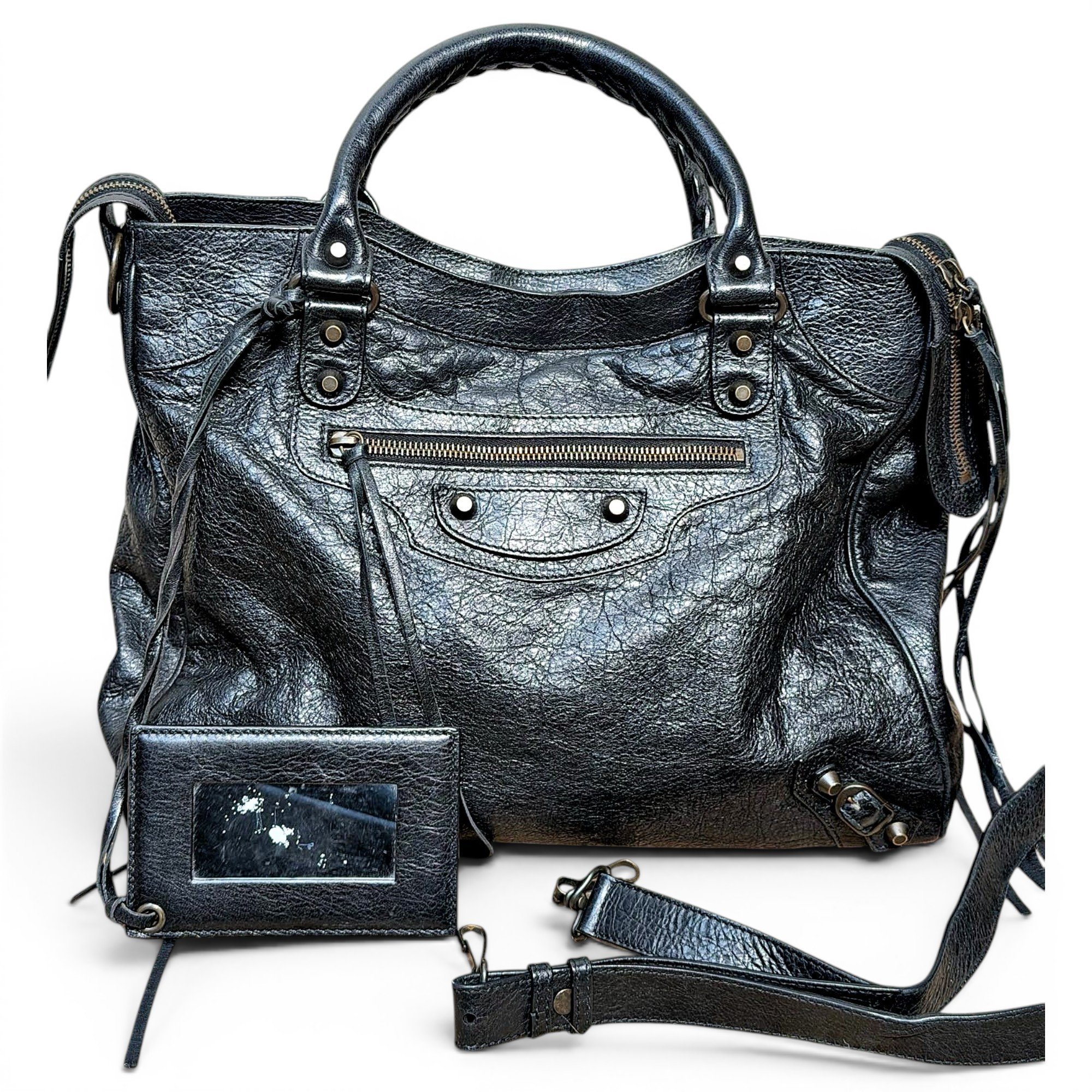 City leather satchel