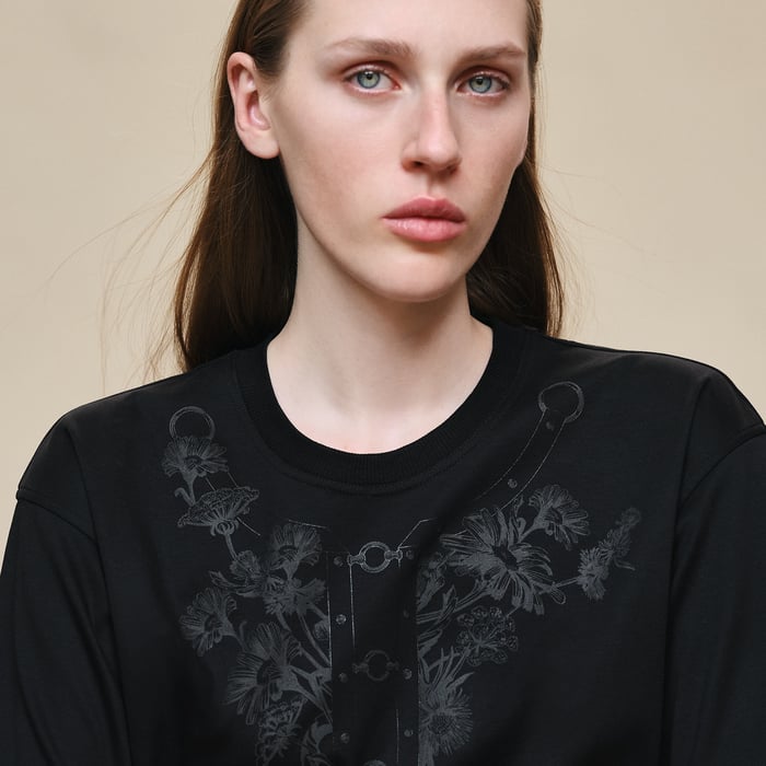 Noir T-shirt With Maxi Print