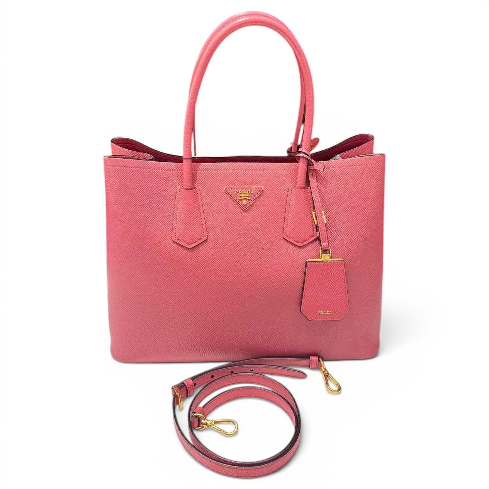 Double leather handbag