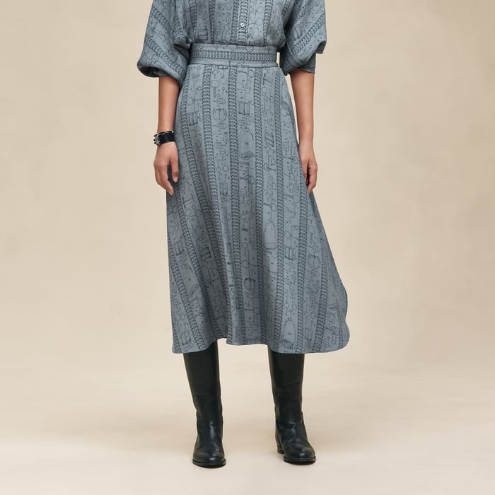 Bleu Adriatique "Cahier Du Colporteur" Straight Skirt