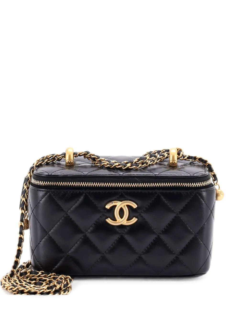 Perfect Fit Vanity Case with Chain Quilted Calfskin Small shoulder bag