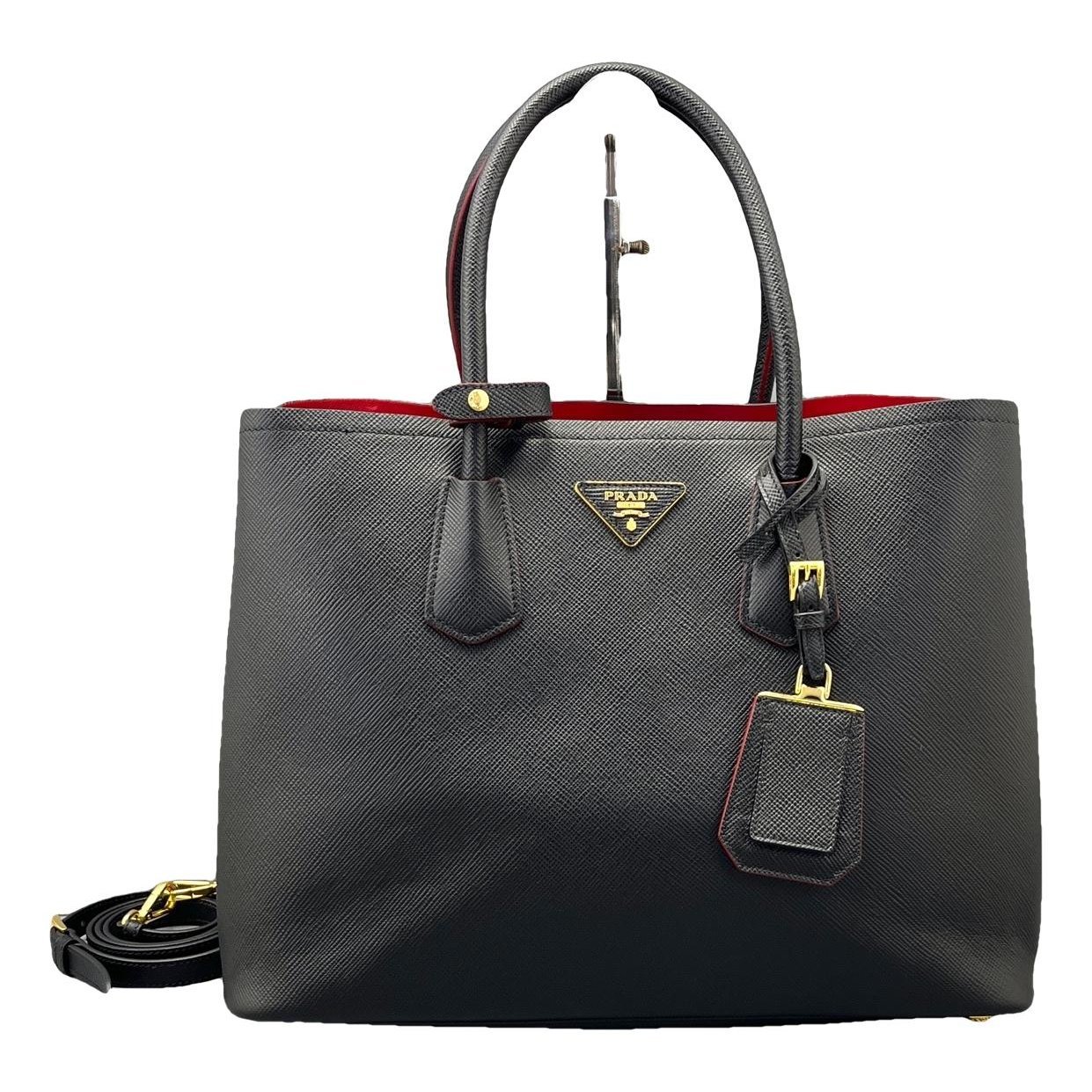 Double leather handbag