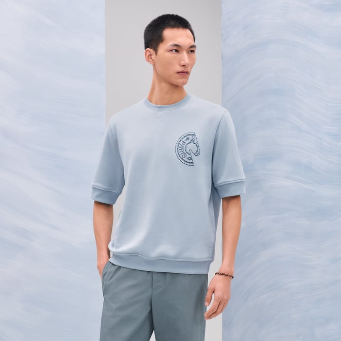 Bleu Glacier T-shirt With Clou De Selle Detail