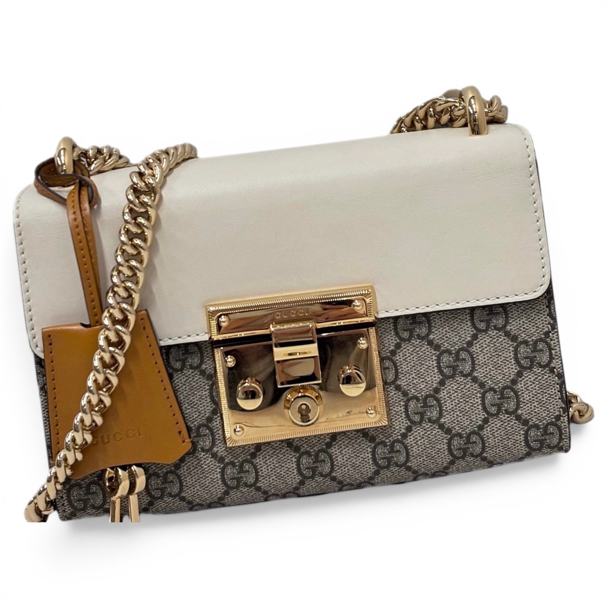 Padlock leather handbag