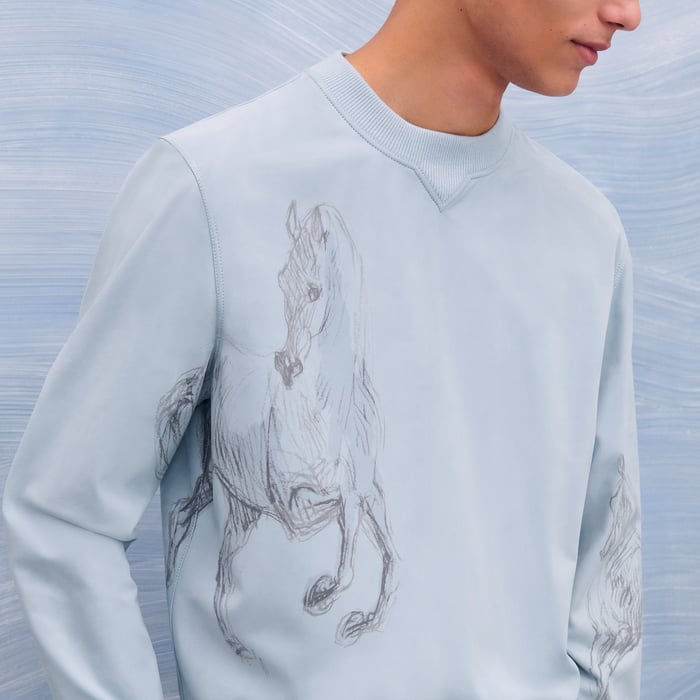 Bleu Glacier "Etude Equestre" Crewneck Sweater