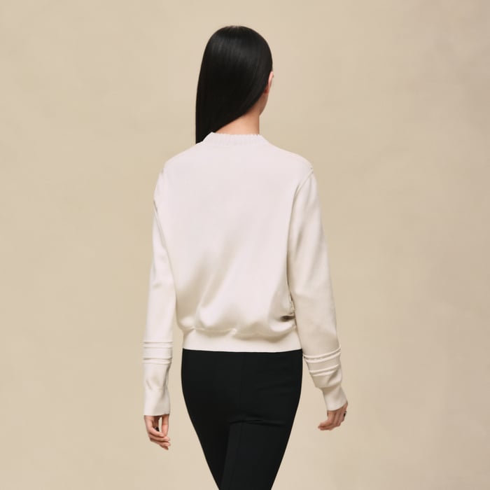 Gris Perle "Aux Champs En Fleurs Raye" Buttoned Jacket