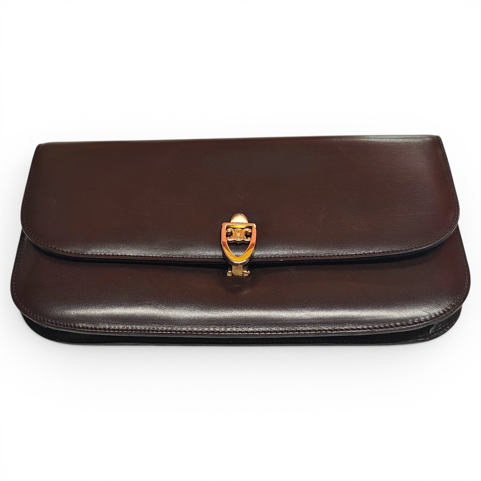 Triomphe Vintage leather clutch bag