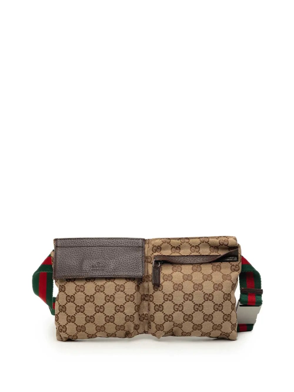 2000-2015 GG Canvas Web Double Pocket belt bag