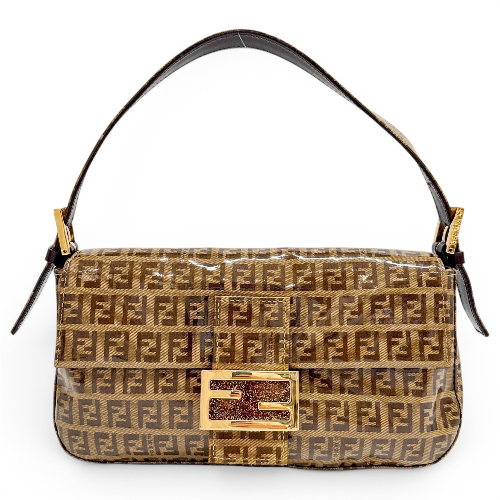 Baguette patent leather handbag