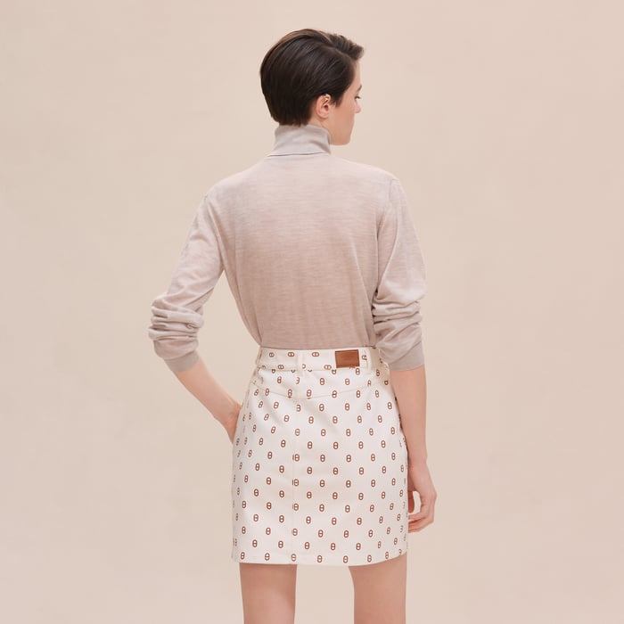 Marron Fauve "Chaine d'Ancre" Denim Miniskirt