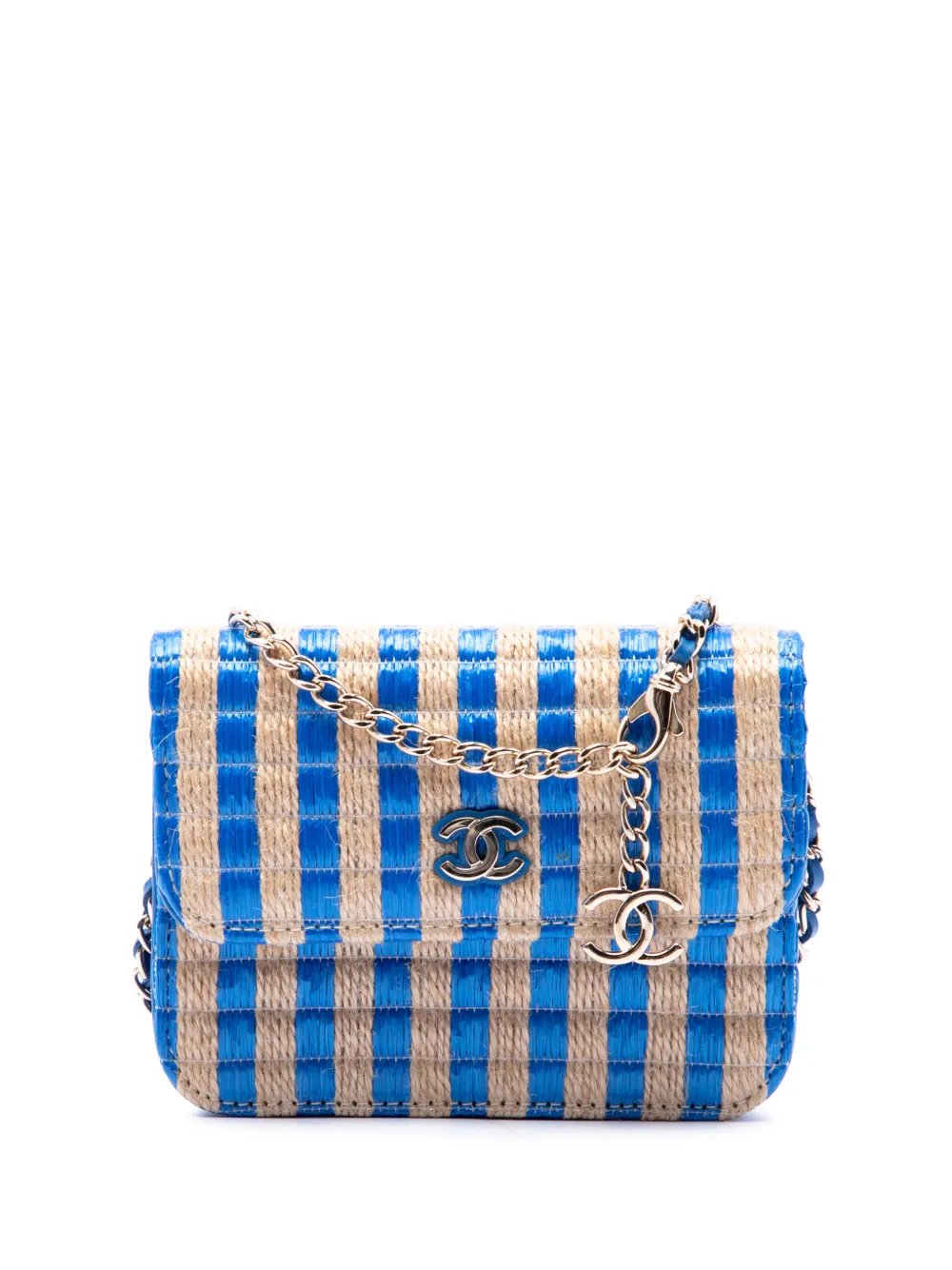 2020 CC Raffia and Jute Striped belt bag