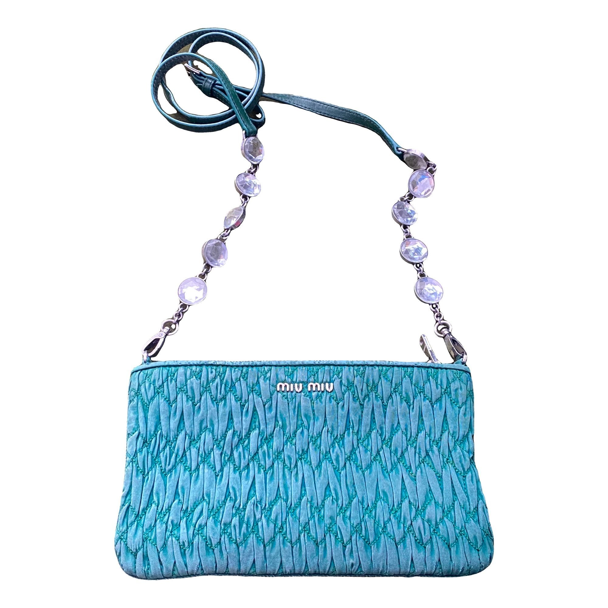 Miu Crystal cloth crossbody bag