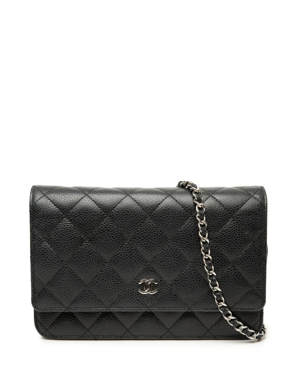 2018 CC Quilted Caviar Wallet on Chain crossbody bag