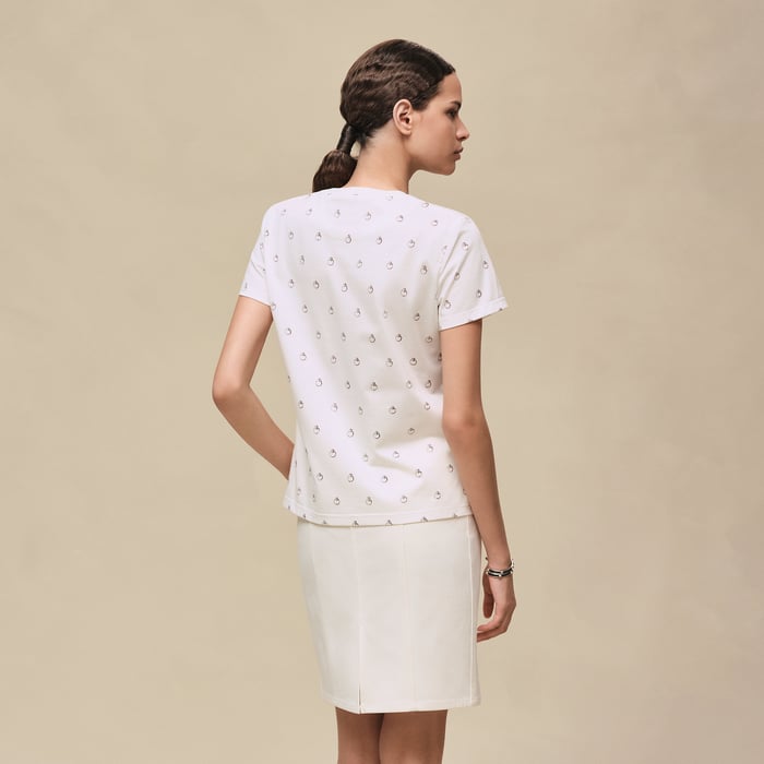 Blanc "Anneau Finesse" Straight T-shirt