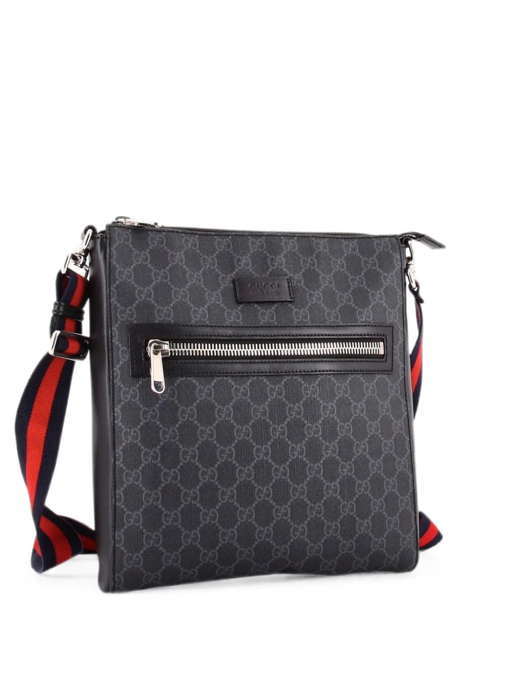 Web Strap Front Zip Messenger Bag GG Coated Canvas Medium crossbody bag