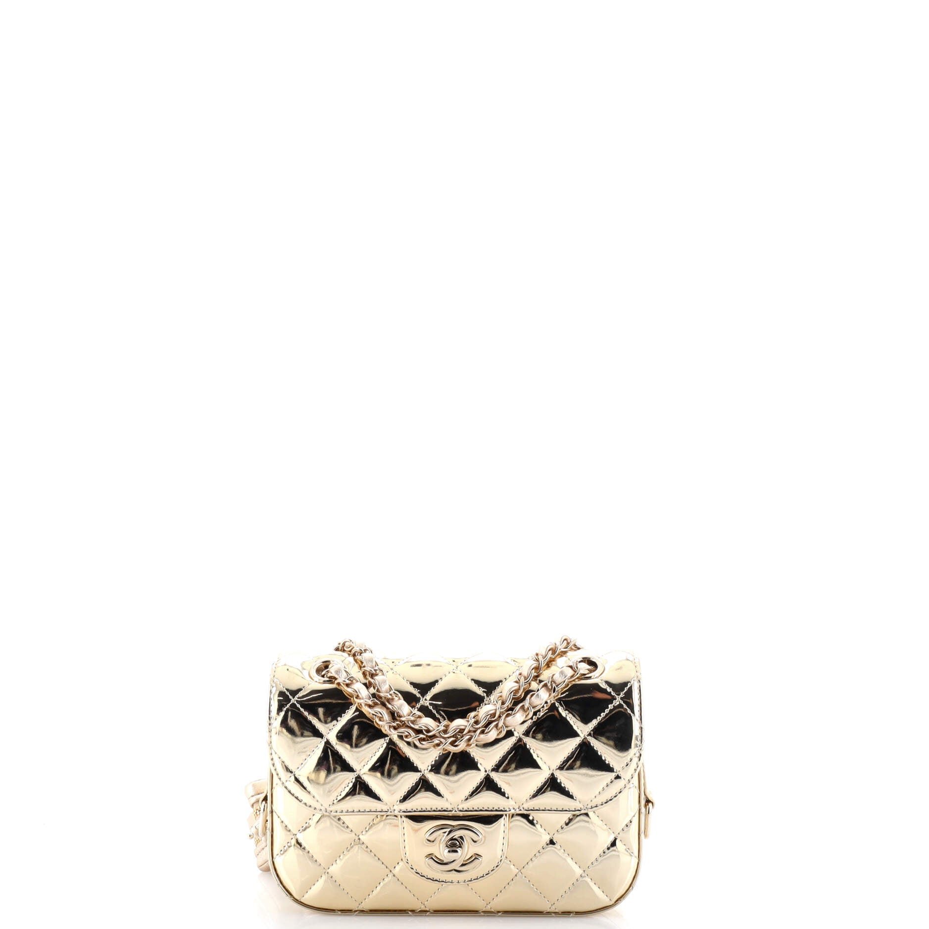 Chanel Classic Single Flap Bag with Star Coin Purse Quilted Metallic Leather Mini