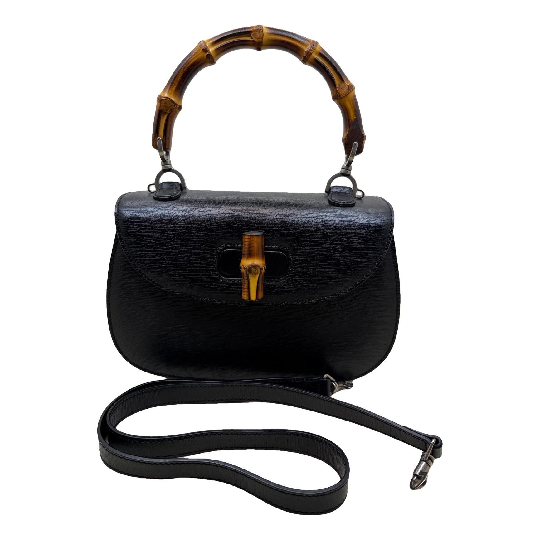 Convertible Bamboo Top Handle leather handbag