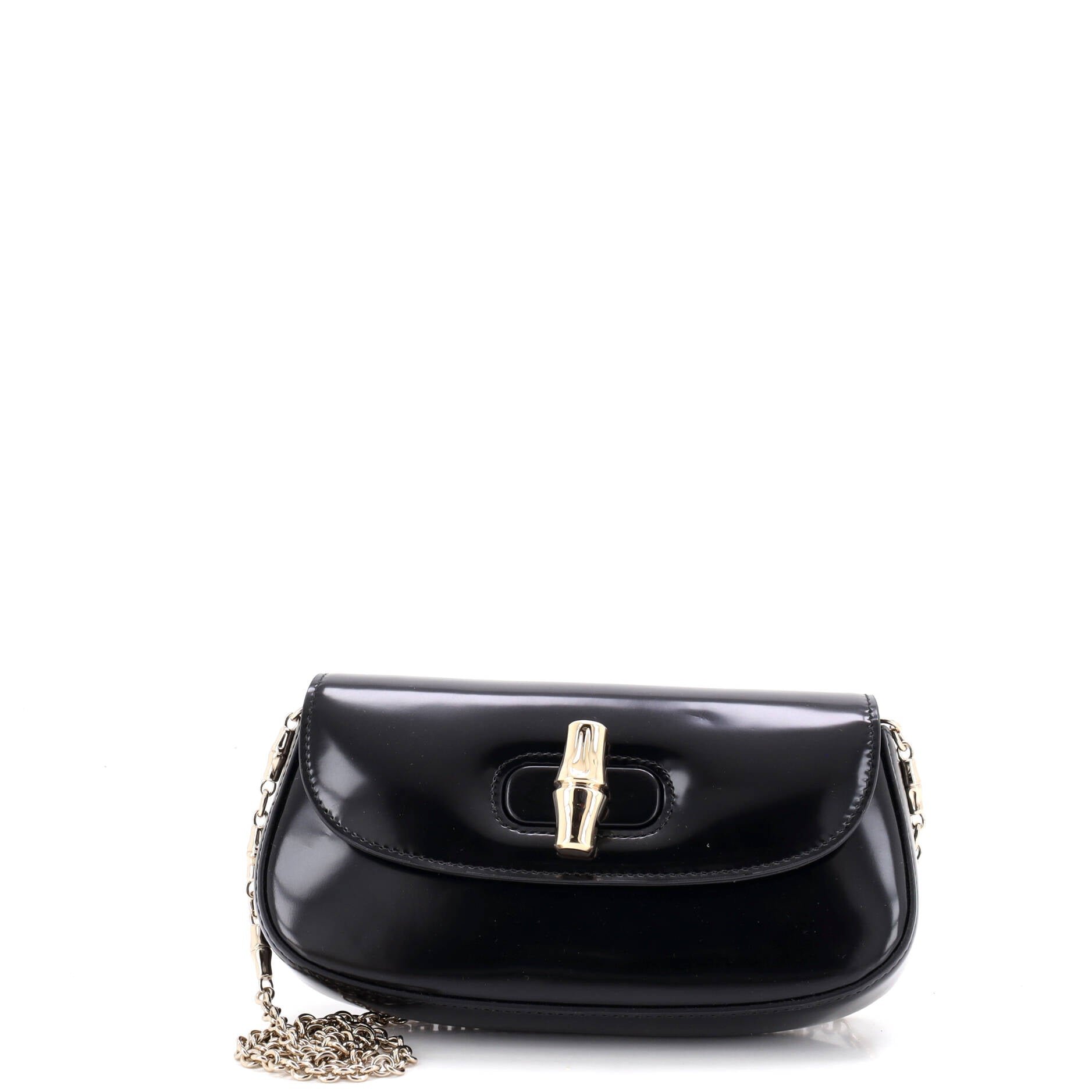 Bamboo Night Chain Clutch Leather Small