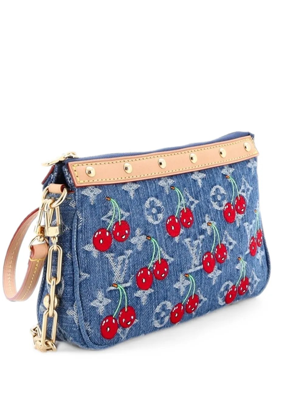 x Takashi Murakami Chain Pochette Accessoires NM Limited Edition Monogram Cerises Denim shoulder bag