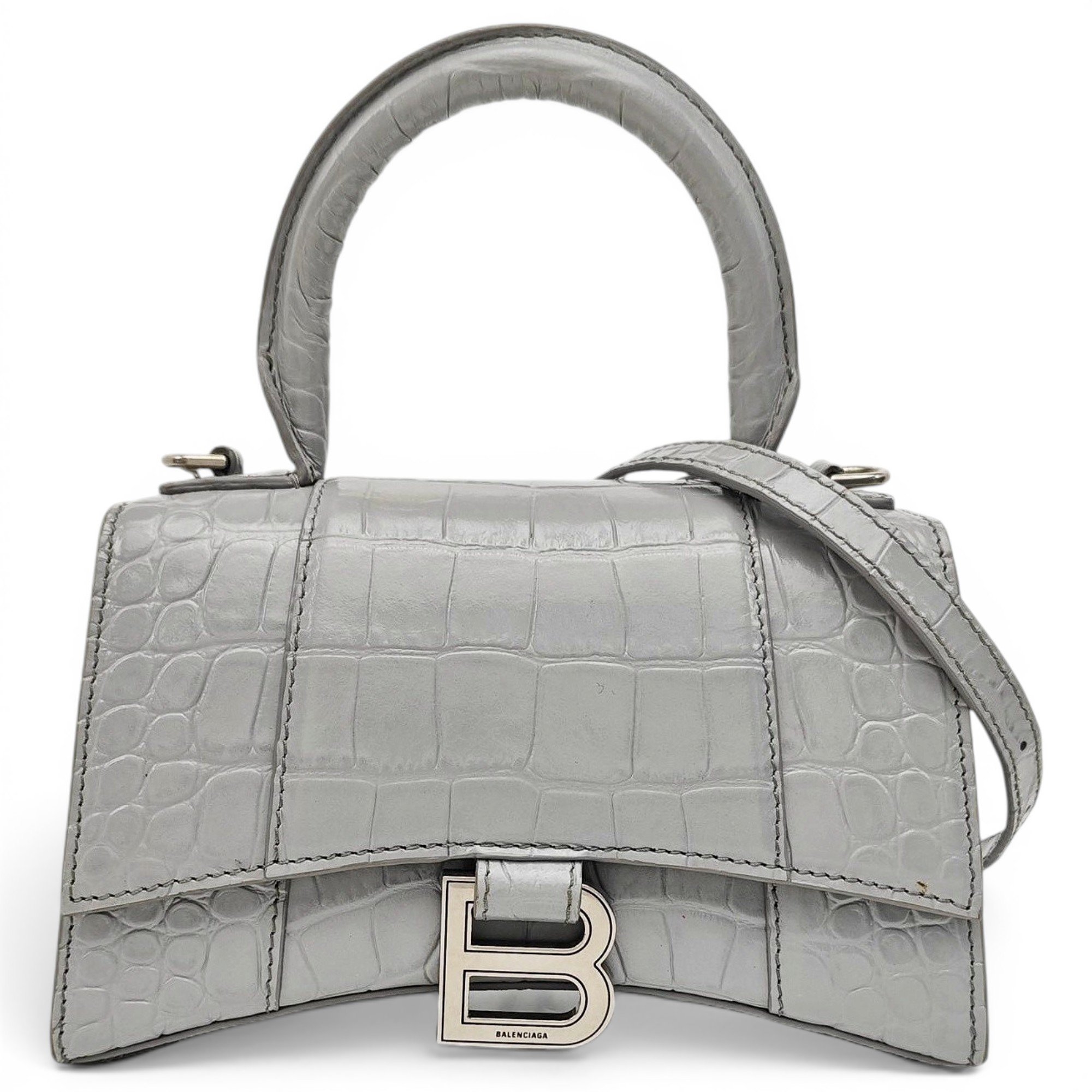 Hourglass leather handbag
