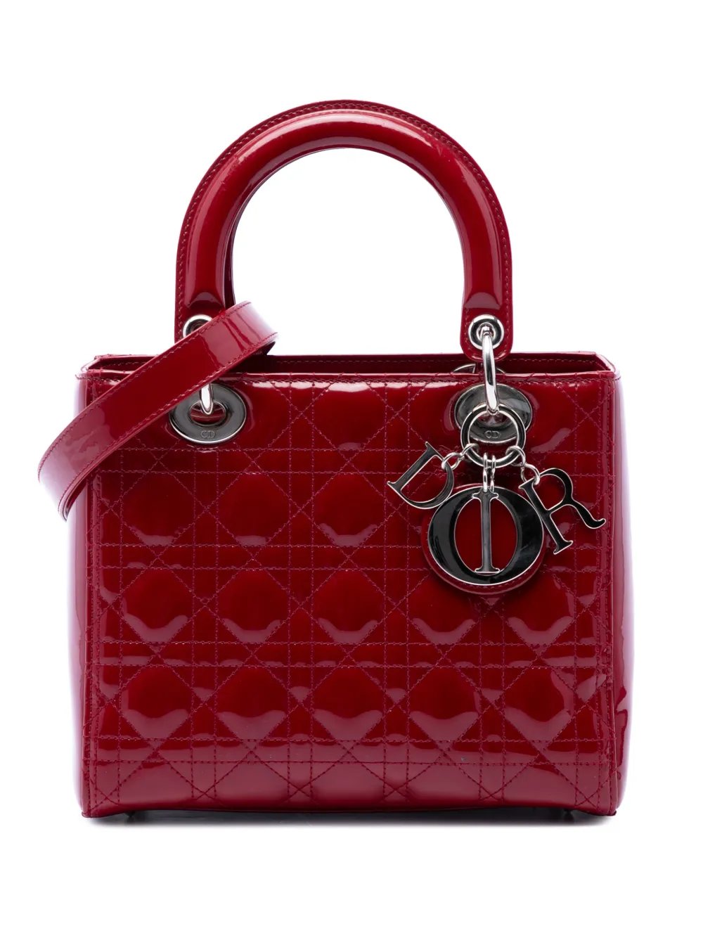 2017 Medium Patent Cannage Lady Dior satchel