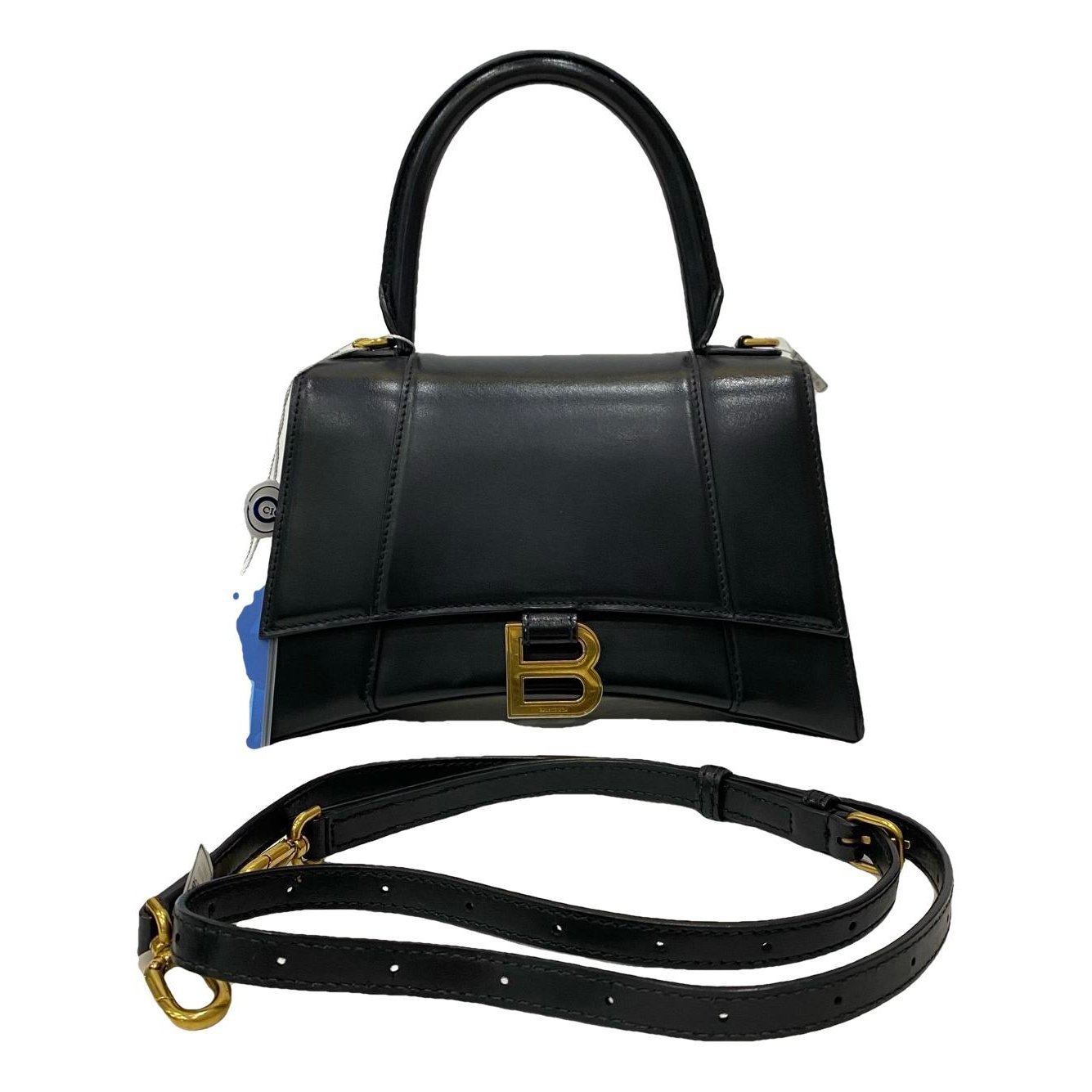 Hourglass leather handbag