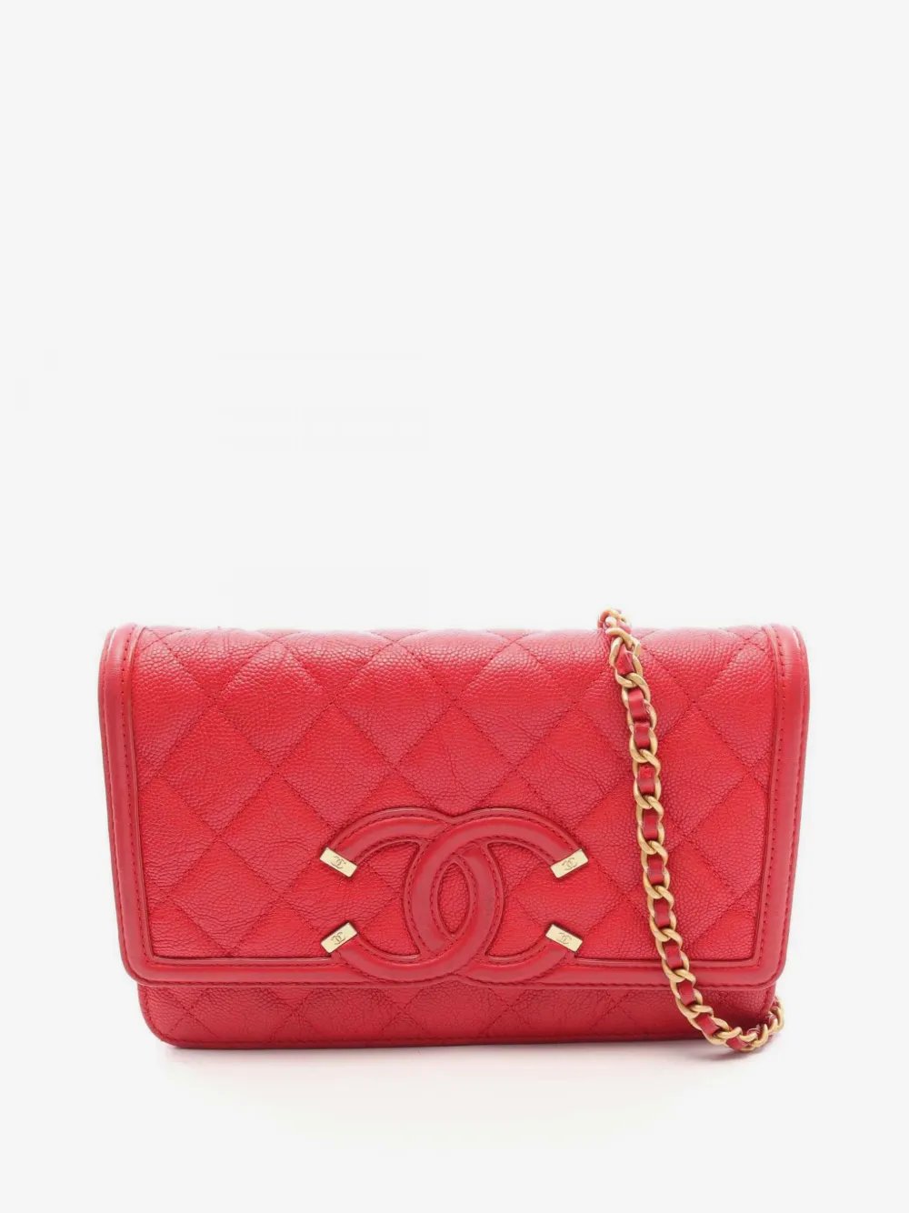 2018 Caviar CC Filigree Wallet On Chain crossbody bag