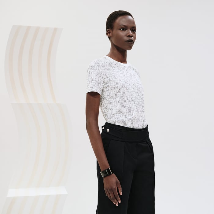 Blanc Cassé "Bolduc Au Carre" Micro T-shirt