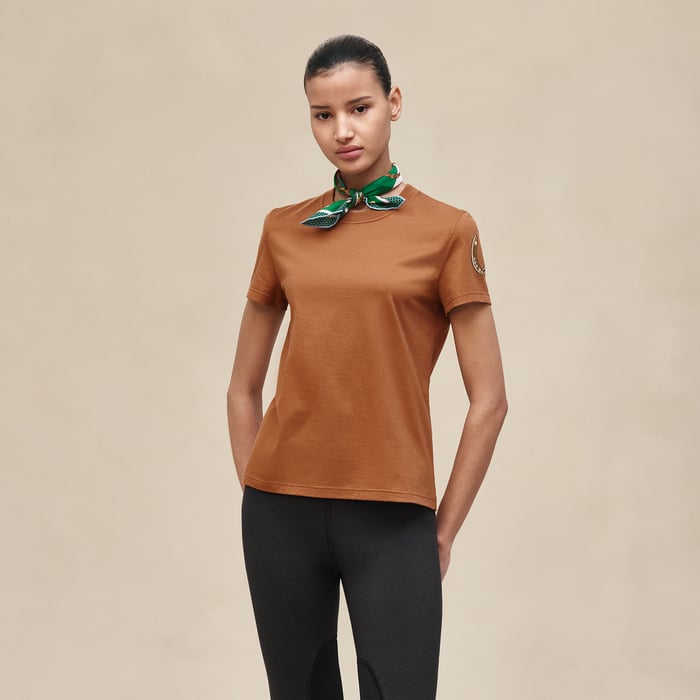 Marron Fauve Printed Straight T-shirt