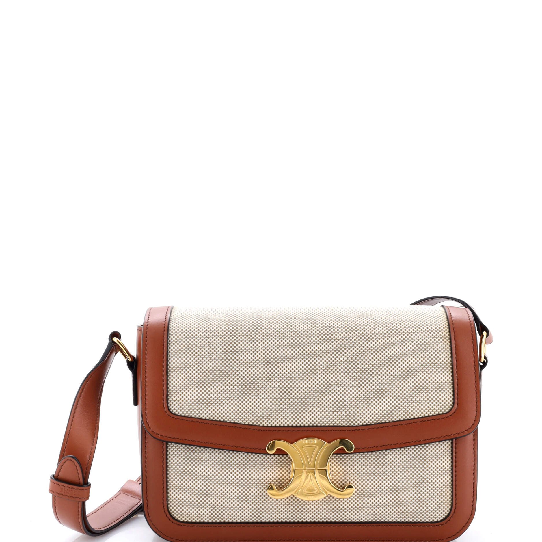 Triomphe Shoulder Bag Canvas with Leather Medium