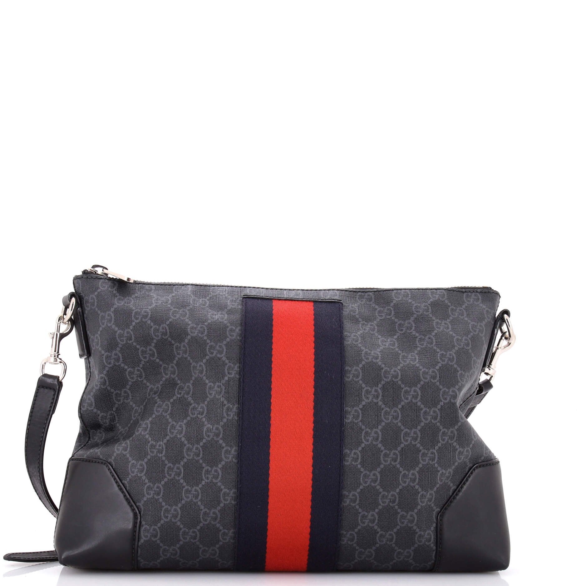Web Zip Flat Messenger GG Coated Canvas Medium